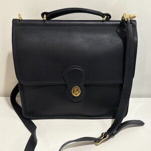 Coach Vintage Navy Leather Station Bag.